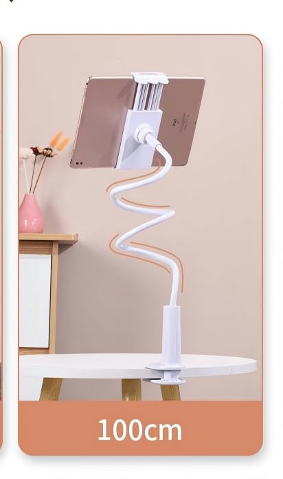 Gooseneck Phone Holder for Bed, 39.4 Inch Flexible Cell Phone Stand with Clamp, Adjustable Overhead Phone Mount for Desk, Bedside, Video Recording, Live Streaming, Compatible with iPhone & Smartphones