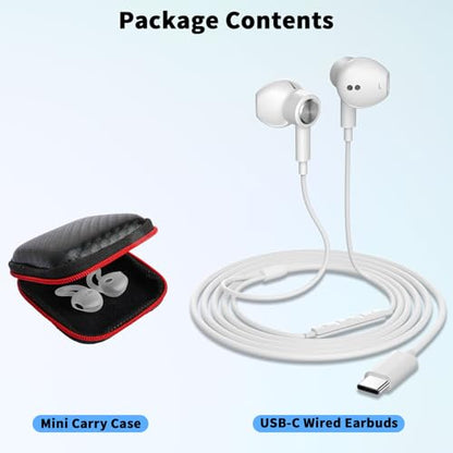 USB C Earbuds Wired Headphone for iPhone 18 Pro Max 17 16 17e,White - color: White
