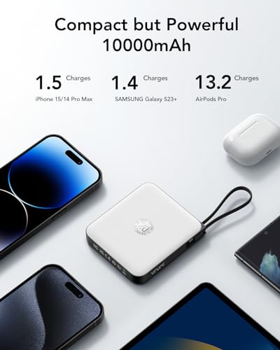 VRURC Battery Pack Portable Charger 10000mAh, 22.5W Fast Charging - color: White