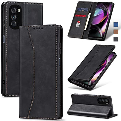 Jasonyu Flip Wallet Case for Moto G 5G (2022),Leather Magnetic Folio Cover with Card Holder,Kickstand - TPU Shockproof Durable Protective Phone Case,Black | PU Leather Magnetic Folio Cover,with Card Holder,Kickstand,TPU Shockproof,Durable,Protective Phone