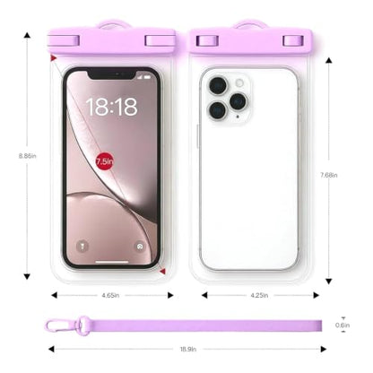 Waterproof Phone Pouch Compatible for iPhone 7in - 1 Purple | IPX8 Waterproof Case, Beach Travel Must Haves, Beach Essential, Dry Bag, 1 Pack, for iPhone 17/16/15/14/13/12 Pro Max - color: A9-Purple