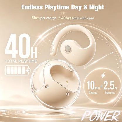 Xmenha Over The Ear Earbuds Open Ear Headphones Over The Ear Headphones - color: Nude, style: Normal