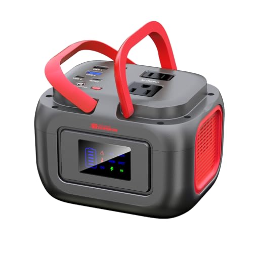 Portable Power Station 120W Outdoor Power Bank Generator with USB C Outlet - color: Grey Red