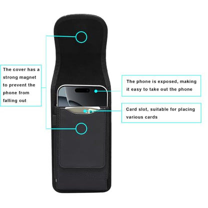 Cell Phone Holster Nylon Belt Pouch Metal Clip Holder Case for iPhone 17 Pro Max Samsung Galaxy S26 Ultra S25 FE S24 Ultra A16 A15 A26 A36 A17 Moto G Power 2025 Moto G 5G 2025 Moto Play 2024 (L) - size: L