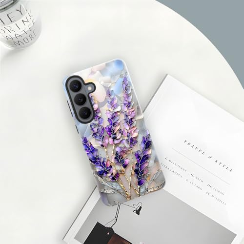 Case for Samsung Galaxy S26,Camera Protection Soft Glossy Phone Case - Lavender Flower Purple Stained Glass - color: Lavender Flower Purple Stained Glass, size: Samsung Galaxy S26