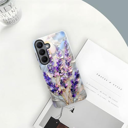 Case for Samsung Galaxy S26 Plus,Camera Protection Soft Glossy Phone Case - Lavender Flower Purple Stained Glass - color: Lavender Flower Purple Stained Glass, size: Samsung Galaxy S26 Plus