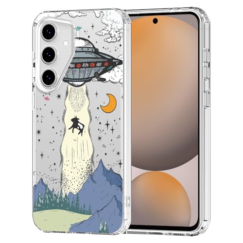 MOSNOVO Case for Samsung Galaxy S24 FE, [Buffertech 6.6ft Military-Grade Drop Protection] [Anti Peel Off Tech] Clear TPU Bumper Phone Case Cover Design - UFO - color: Clear - UFO, size: Samsung Galaxy S24 FE