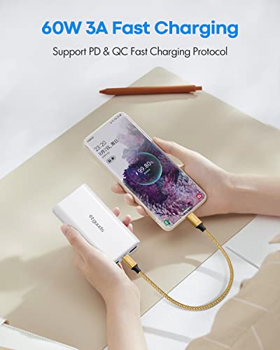 etguuds USB C to USB C Cable 1ft, 2-Pack 60W C to C Cable Fast Charging - color: Gold, size: 1ft
