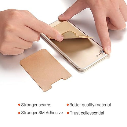 OBVIS Cell Phone Card Holder Stick On Wallet, Gold, 2 Pack - color: Gold