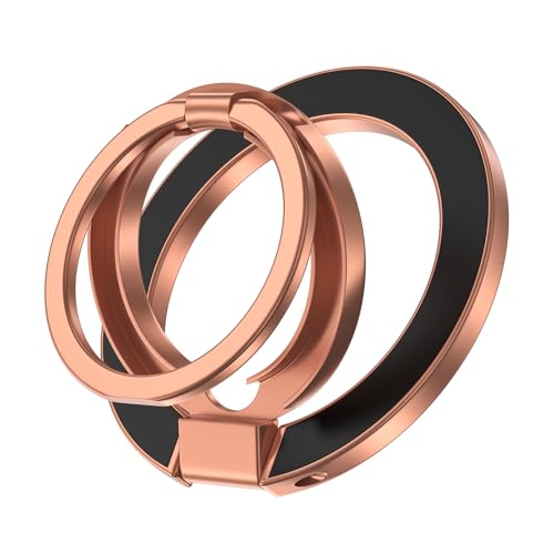 Magnetic Phone Ring Holder, MagSafe Phone Grip Stand Finger Ring Kickstand - color: rose-gold