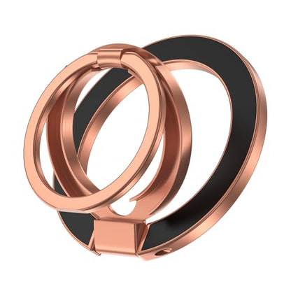 Magnetic Phone Ring Holder, MagSafe Phone Grip Stand Finger Ring Kickstand - color: rose-gold