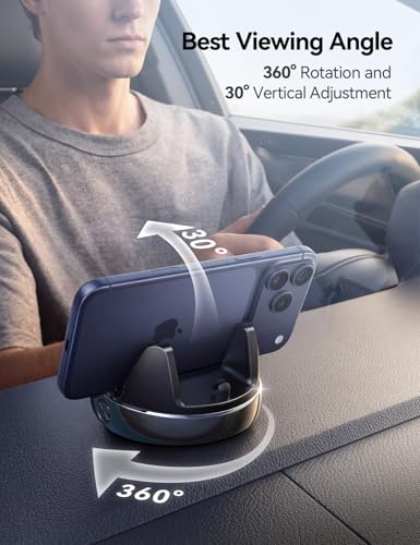 Car Phone Holder, 360° Adjustable & Avoid Sun Glare Dashboard Phone Holder - color: Black