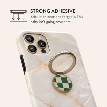 BURGA Cell Phone Ring, Holder Grip and Stand - Finger Phone Grip for Back of Smartphone Case, Kickstand 360 Rotation, Universal Ring for iPhone Samsung Galaxy Huawei Google Pixel, Stylish Accessories - color: Ivy League, style: Gold