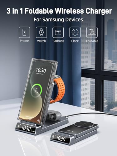 Magnetic Wireless Charger for Samsung, Nightstand Travel Android Charger - color: Black