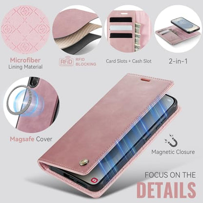 for Samsung Galaxy S26 Plus 2in1 Detachable Wallet Case, Pink | Compatible with Magsafe, Magnetic, RFID Blocking Card Holder, Shockproof, Kickstand, Wireless Charging, PU Leather Flip Cover - color: (Detachable 2 in 1)-Pink, size: Galaxy S26 Plus