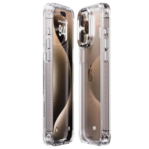 REBEL Clear Case for iPhone 15 Pro Max [Crystal Series Gen-5] Transparent, Dual Anti-Scratch, Non-Yellowing PC, Protective Shockproof Bumpers, Metal Lens & Buttons, 6.7 Inch Phone 2023 (No Magnet) - color: Crystal Clear, No MagSafe, size: iPhone 15 Pro Ma