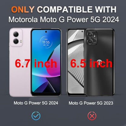 for Motorola Moto G Power 5G 2024 Case, Full Body Heavy Duty Rugged Shockproof Protective Phone Cover with Lanyard Strap, Tempered Glass Screen Protector,Cute Pink | with Tempered Glass Screen Protector+Lanyard Strap,Rugged Shockproof Protective Phone Cas