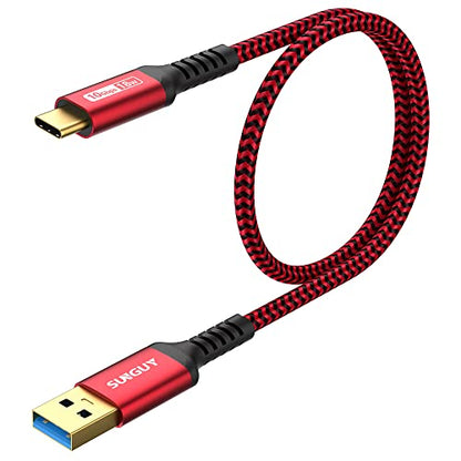 SUNGUY 10Gbps Android Auto USB C Cable, 1.5FT 3A USB 3.1 Gen 2 Fast Charging & Data Transfer USB C CarPlay Cable, Compatible with iPhone 17/16/15 Pro Max, Galaxy S22 S21 Note 20, Pixel 6 5 (Red) - color: Red, size: 1.5ft