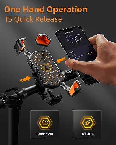 ROCKBROS Bike Phone Holder, Quick Release Handlebar Mount 360° Rotation - color: Black