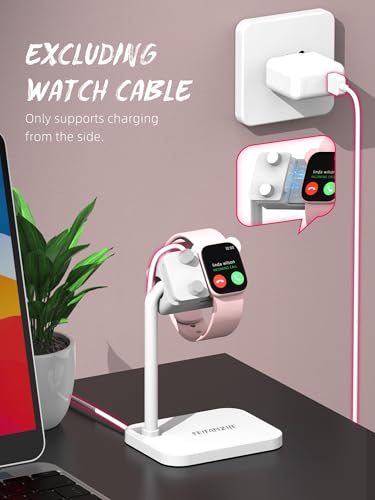 Side-Charging Adjustable Universal Kids Smart Watch Stand - color: White Kids Watch Stand