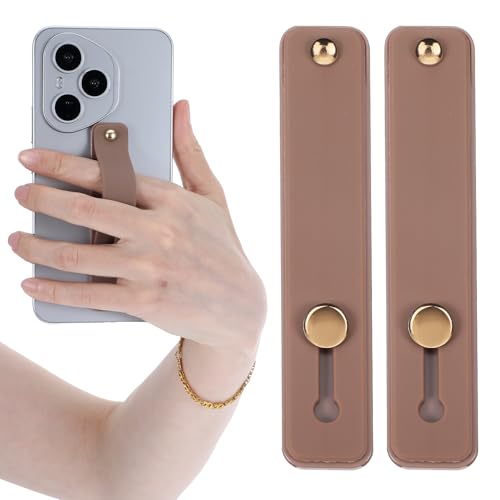 Ymapinc 2Pcs Phone Loops for Back of Phone Strap Grip Holder - color: Brown