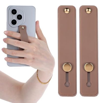 Ymapinc 2Pcs Phone Loops for Back of Phone Strap Grip Holder - color: Brown