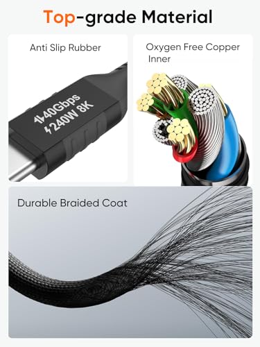 USB 4 Cable,USB C to C for SSD,MacBook Pro, iPhone17,Dock,Auto 0.5ft - color: 40G, size: 0.5FT-Straight