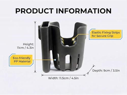 2-in-1 Universal Cup Holder with Phone Holder for Walker Wheelchair Rollator Stroller Bike Mobility Scooter, Adjustable Drink & Cellphone Storage, Easy Zip Tie Mount, Black