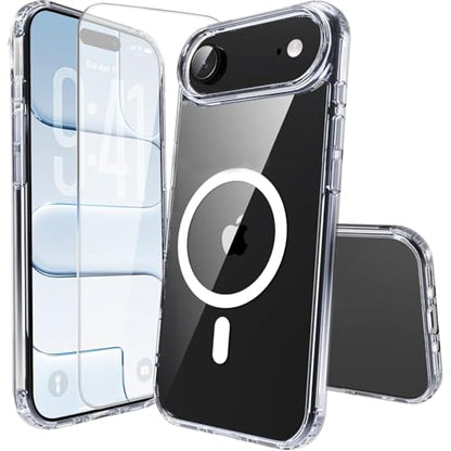 for iPhone 17 Air Clear Case, Compatible with MagSafe, Magnetic Phone Case, Shockproof Military-Grade Protection，Upgraded [Anti-Yellowing](Transparent MagSafe, iPhone 17 air) - color: Transparent Magsafe, size: iPhone 17 Air