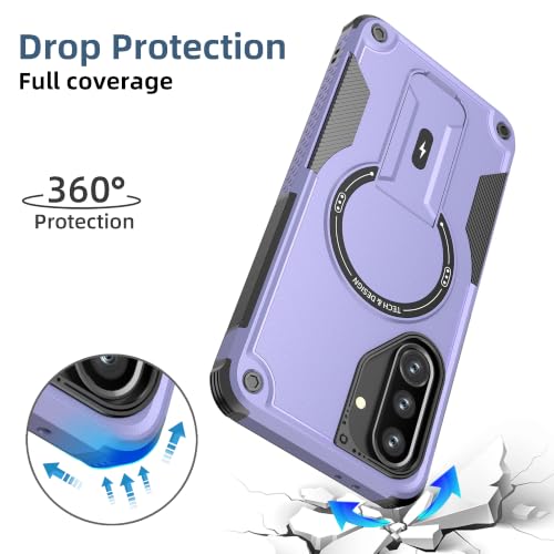 for Galaxy A37/A36-5G Case Military-Grade Dropproof Phone/Invisible Kickstand with MagSafe/HD Screen Protector, Protective Magnetic Phone Cover for Samsung Galaxy A37 4G/5G&A36 5G (Purple) - color: Purple