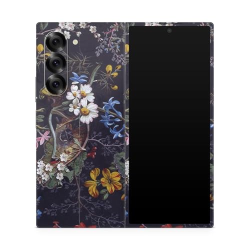 Phone Skin Compatible with Samsung Galaxy Z Fold 6 - Midnight Blossom - Premium 3M Vinyl Protective Wrap Decal Cover - Easy to Apply | Crafted in The USA by MightySkins - color: Midnight Blossom, style: Matte Finish