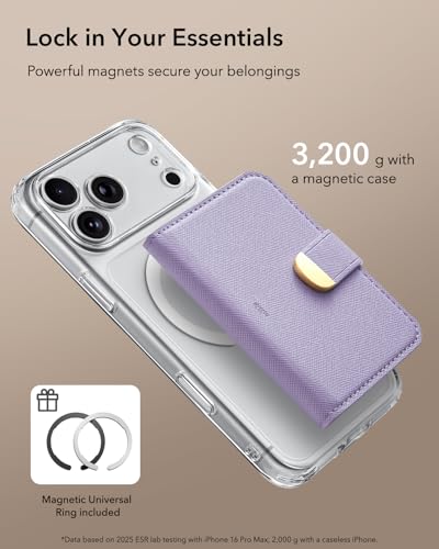 ESR Aura Clutch for MagSafe Wallet for Women, 5 Card Holder, RFID Blocking - color: Lavender