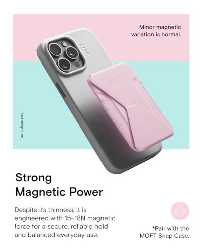 MOFT Magnetic Wallet Stand Compatible with iPhone 17/16/15/14/13/12 Series, Angle Adjustment & Magsafe Compatible MOVAS Phone Stand,Light Pink - color: Light Pink, size: Standard