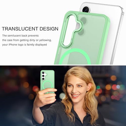 BENTOBEN Magnetic for Samsung Galaxy S24 Plus Case [Compatible with Magsafe] Translucent Matte Slim Fit Shockproof Anti-Yellow Women Men Protective Phone Cover for Galaxy S24 Plus 6.7", Matcha Green - color: Matcha Green