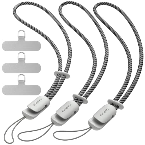 SURPHY 3 Pack Phone Wrist Strap, Phone Lanyard with Cellphone Tether Tab - color: Gray & Gray & Gray