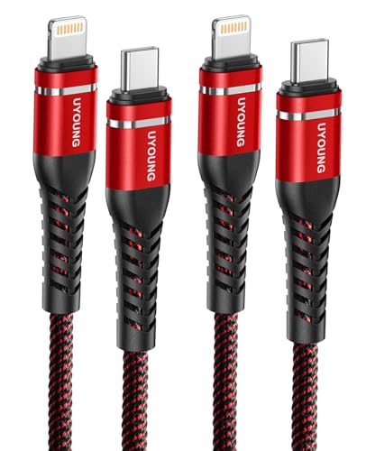 USB C to Lightning Cable [Apple MFi Certified] iPhone Charger 6FT, 2Pack - color: Red, size: 6FT, style: USB C to Lightning