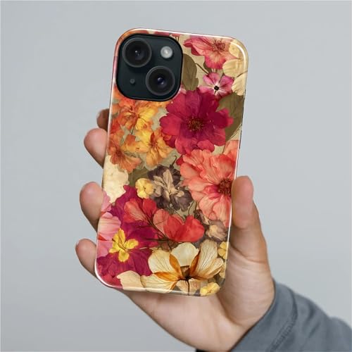 Case for iPhone 15 Plus, Shockproof Hybrid Protective Phone Case, Dual-Layer Drop Protection Anti-Scratch, Pressed Flower - color: Pressed Flower, size: iPhone 15 Plus