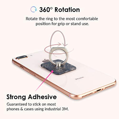 Velvet Caviar Cell Phone Ring Holder - Finger Ring & Stand - Improves Phone Grip Compatible with iPhone, Galaxy and Most Cases (Except Silicone/Leather) - Black Rose Gold Flower - color: Floral Rose Gold