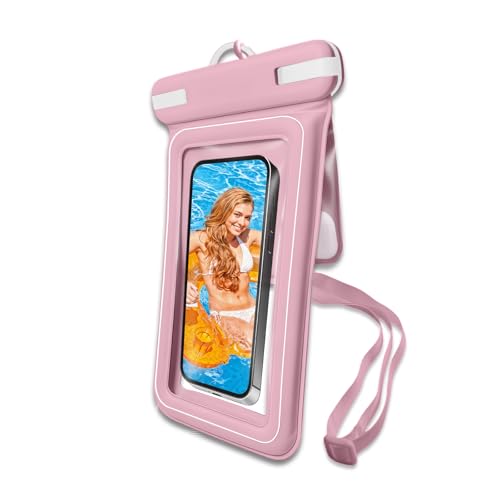 Wokyo IPX8 Waterproof Phone Pouch, Dual Pocket Floating Case for 7.2" Max Pink Full Touchscreen Response Secure Seal Dry Bag Lanyard Essential for Pool & Cruise Vacations - color: Pink