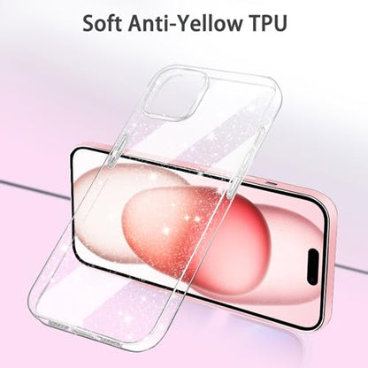JJGoo Compatible with iPhone 15 Case Glitter, Clear Transparent Soft TPU Sparkle Anti-Scratch Shockproof Protective Phone Bumper, Women Girls Slim Bling Sparkly Phone Case - color: Clear, size: for iPhone 15
