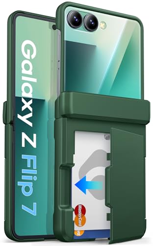 ASAFCASE for Samsung Galaxy Z Flip 7 Case Wallet with Card Holder, Green | Hinge Protector, Outer Screen Protector, Full Body Protection, Shockproof Rugged Cover Phone Case for Samsung Galaxy Z Flip 7 - color: Green, size: Galaxy Z Flip 7