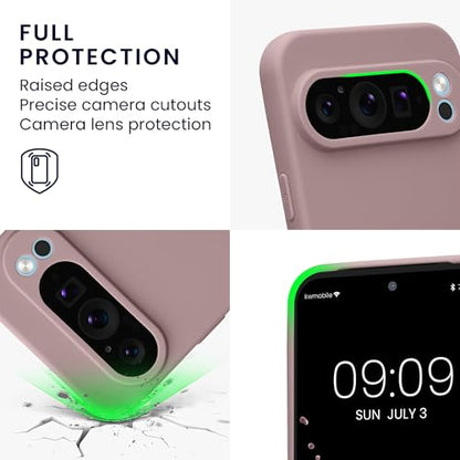 kwmobile Case Compatible with Google Pixel 9 Pro XL Case - Protective Slim TPU Phone Cover - Soft Matte Finish - Nude Lilac - color: Nude lilac