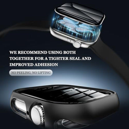YMHML 2 Pack Tempered Glass Screen Protector for Apple Watch Series 11 Series 10 42mm, [Zero Bubble] 3D Full Coverage Film iWatch Accessories + PC Bumper - size: 42mm Series 11/10