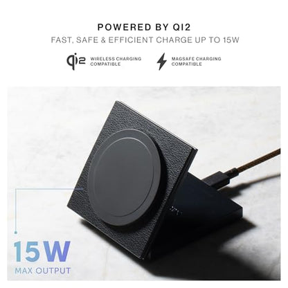 Native Union Rise Magnetic Wireless Charger – Qi2 Certified & MagSafe Compatible – Foldable Charging Stand for iPhone Duo, 18 Pro Max and Other Qi-Compatible Devices – Up to 15W Fast-Charging (Black) - color: Black