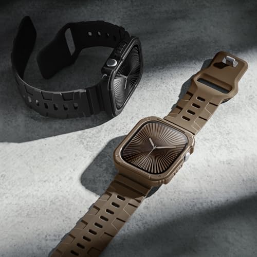 Recoppa 2 Pack Rugged Case with Screen Protector for Apple Watch Series 11 10 46mm，Tactical Military Grade Durable Shockproof Bumper Protective Cover for Men iWatch 46mm - color: Black/Desert