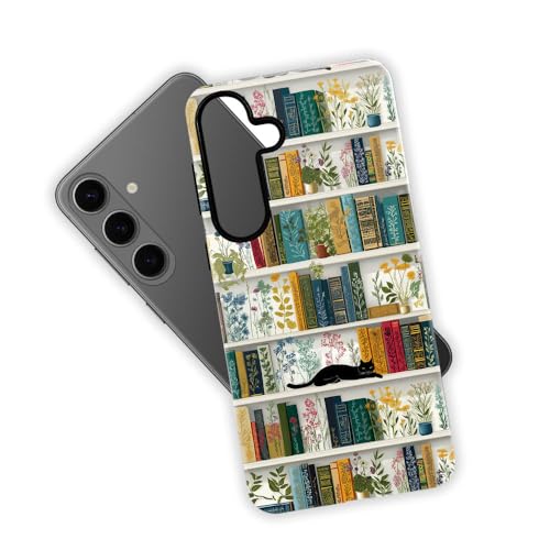 Compatible with Samsung Galaxy S26 Plus Case,Glossy Case All-Round Protection Shockproof Anti-Scratches TPU Cover,Cases for Man Woman-Book Shelf Flower Plants Cat - color: Book Shelf Flower Plants Cat, size: Galaxy S26 Plus
