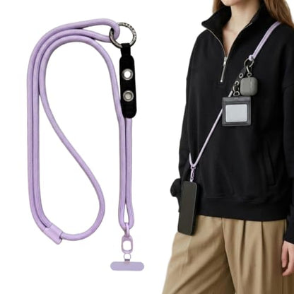 Adjustable Crossbody Phone Lanyard with Hanging Loops - color: Purple