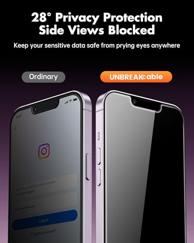 UNBREAKcable 4PCS Screen Protector for iPhone 14-2 Privacy Tempered Glass+2 Clear Glass Double Shatterproof [Easy Installation Frame] [9H Hardness] [Case Friendly] Anti-Scratch for iPhone 6.1 inch - size: iPhone 14