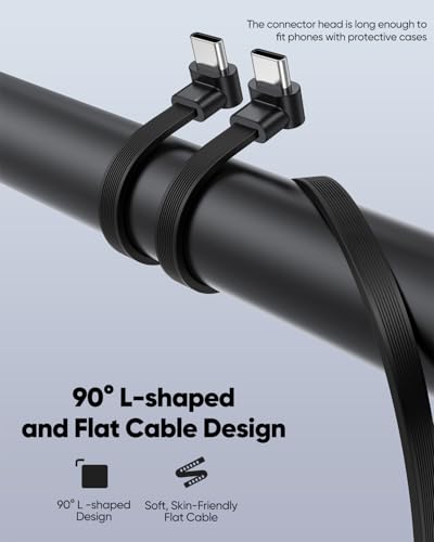 Short USB C Cable 6 Inch 2-Pack, 60W Dual Right Angle C to C Cable