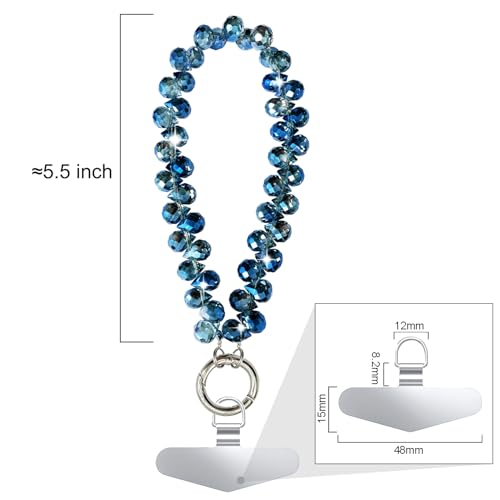 TENOC Beaded Phone Wrist Strap, Navy Blue - color: A-navy Blue